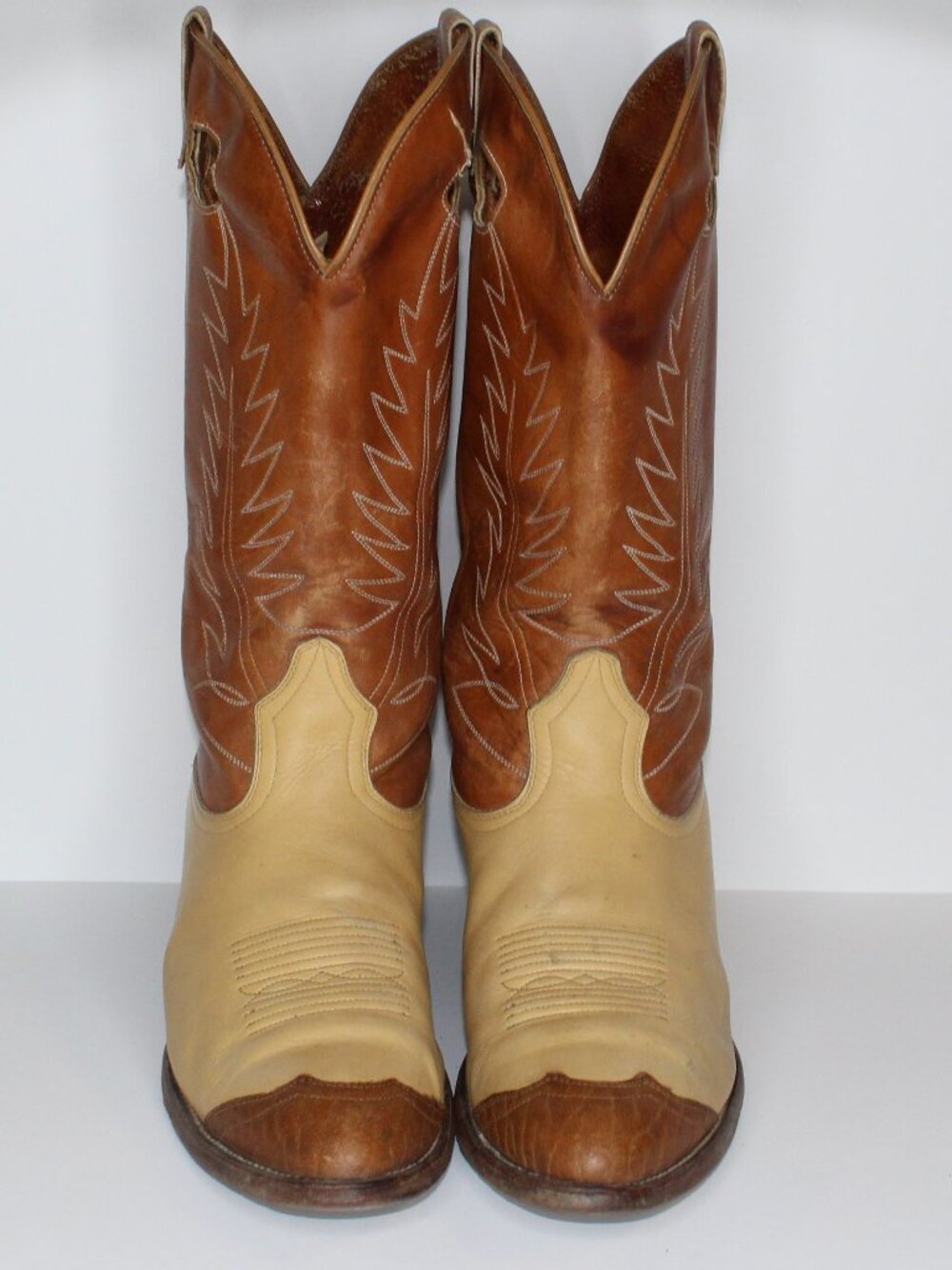 Boulet Two Tone Light Brown Western Cowboy Boots (10 US - E)